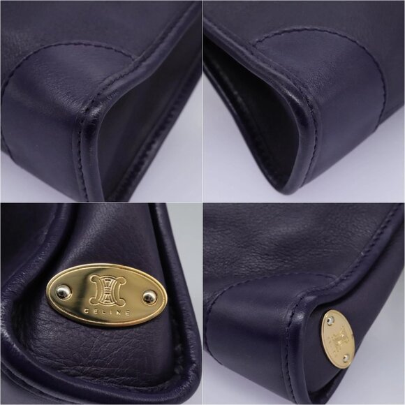 CELINE Shoulder Bag Leather Purple Gold Auth EC729AV - Picture 14 of 15